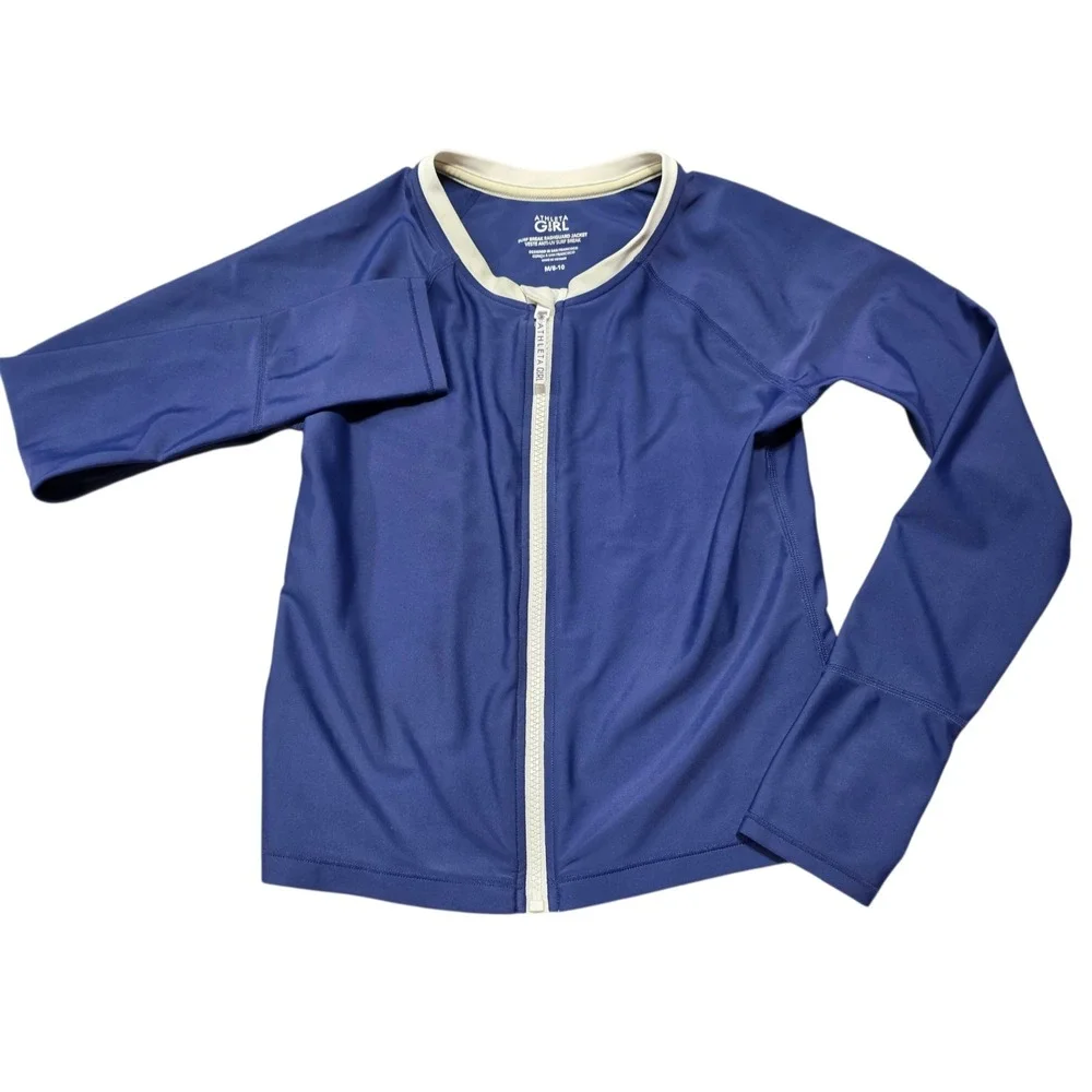 Athleta Girl Surf Break Rashguard Jacket Long‎ Sleeve Zip Up Blue M 8-10